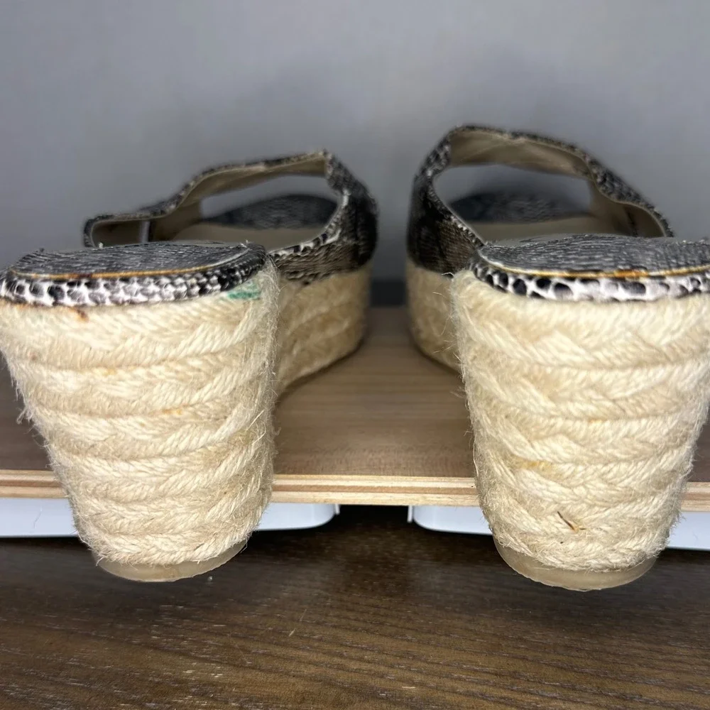 Kelsi Dagger‎ Bianca Snakeskin Print Espadrille Wedge Sandals Grey Black Size 6